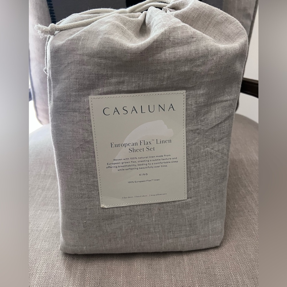 Casaluna European Flax Linen Sheet Set - King - NWT Natural Beige